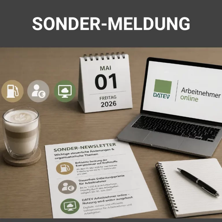 Sondermeldung aufgrund steuerlicher Neuigkeiten