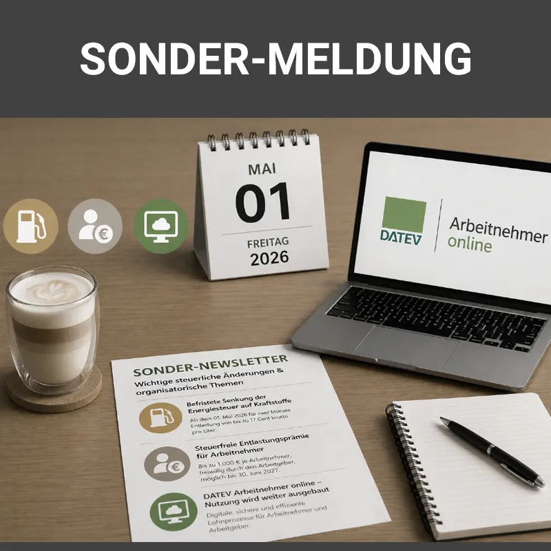 Sondermeldung aufgrund steuerlicher Neuigkeiten